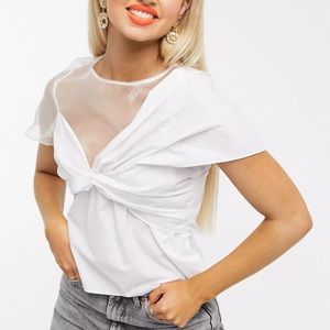 ASOS DESIGN mesh top with tie detail